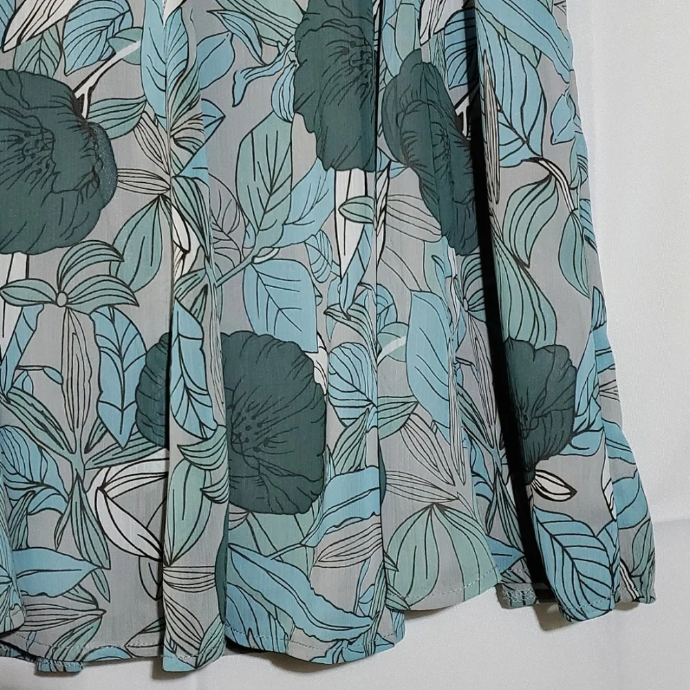 Reitmans Fit and Flare Blue/Teal Floral Midi Skirt - Size 5 - Picture 5 of 12